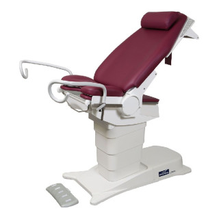 Fauteuil de gynécologie Promotal gMotio 15620-01 équipé des options appui-tête et extension de repose-jambes