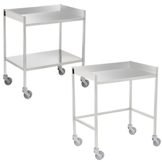 Table à instruments inox dosseret 3 côtés 1 plateau ou 2 plateaux