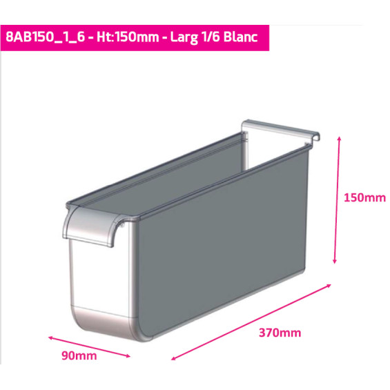 Système De Tiroirs Metalbox PRESTIGE – Blanc, Hauteur 150mm, Longueur 550mm, Guidage Rouleau