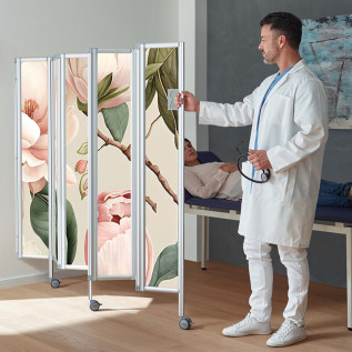 Paravent mural rigide Ropimex RFW avec motifs pivoine