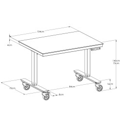 Dimensions table de conditionnement hauteur variable électrique TOURINOX