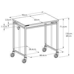 Dimensions table pont chirurgical bords tombés TOURINOX