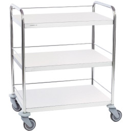Chariot inox 3 plateaux bords tombés avec galeries 3 côtés