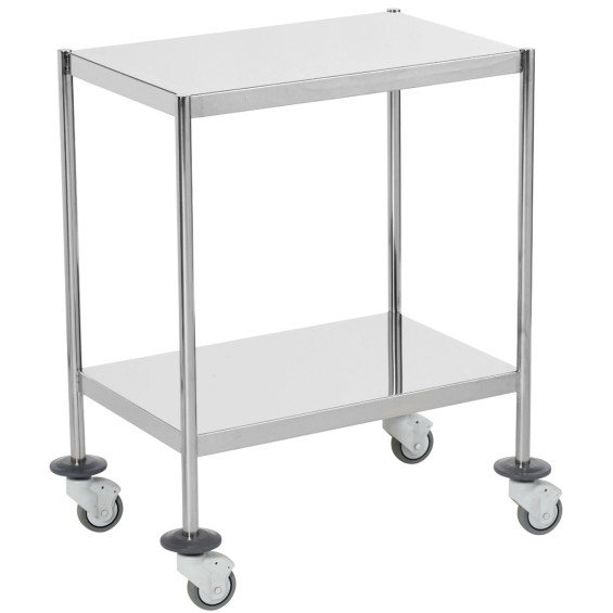 Guéridon médical inox 2 Plateaux bords tombés
