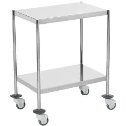 Guéridon médical inox 2 Plateaux bords tombés