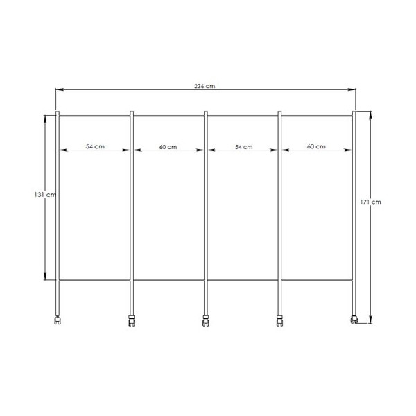 Paravent 4 Panneaux Tectake - Structure Acier, Tissu Amovible Blanc, 180x160cm