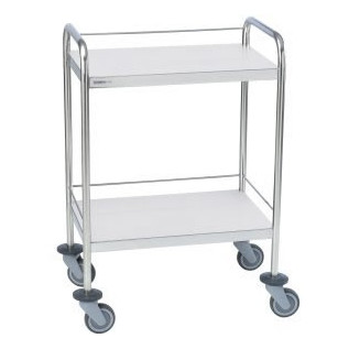 Chariot inox 2 plateaux bords tombés avec galeries 3 côtés
