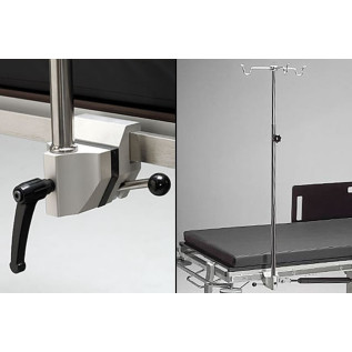 Tige à perfusion avec clameau pour table d'opération Tige à perfusion avec clameau pour table d'opération