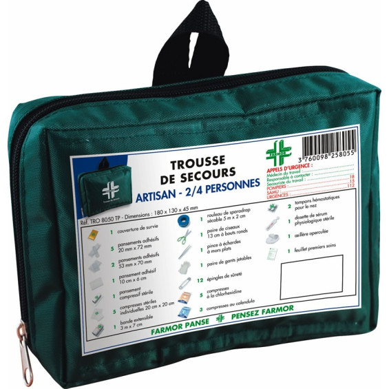 Trousse De Secours FARMOR 2/4 Personnes - TRO8050TP - Kit Premiers Soins Familial - 11