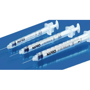 Seringue insuline 1ml aiguille sertie 30G ou 29G